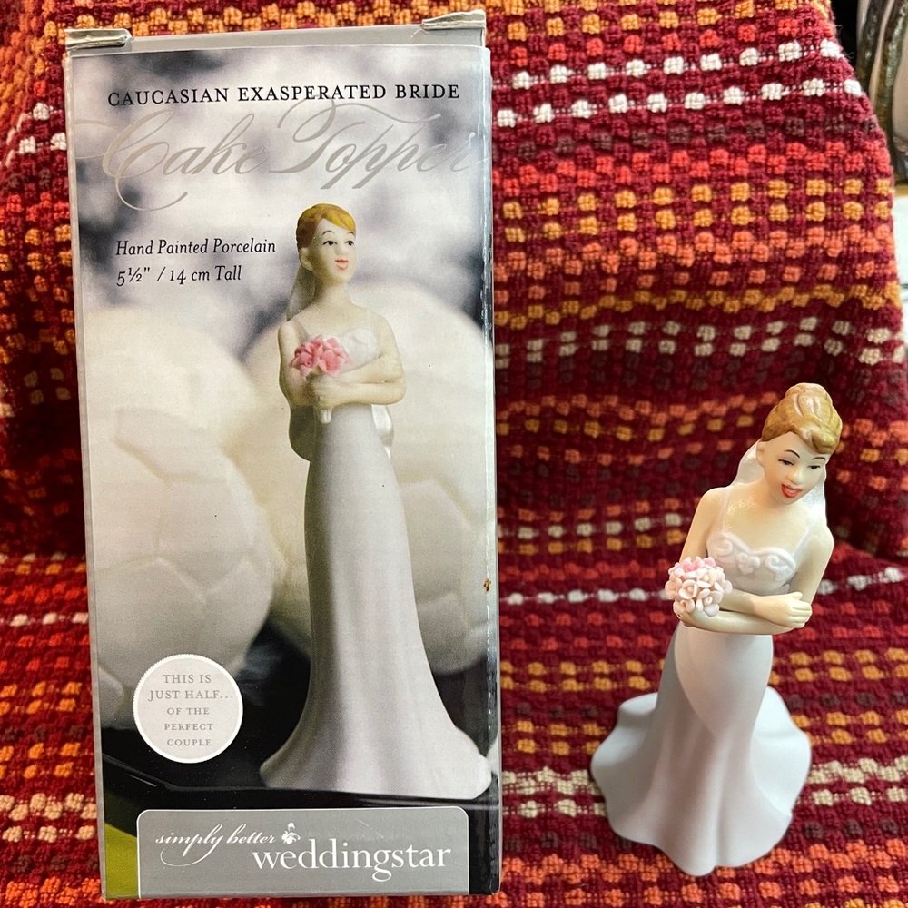 “Caucasian Exasperated Bride” Wedding Cake Topper